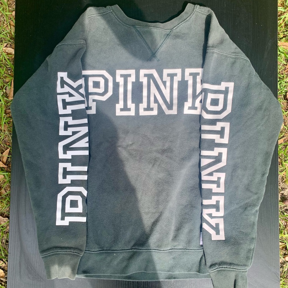 PINK Victoria's Secret Green Crewneck Pullover